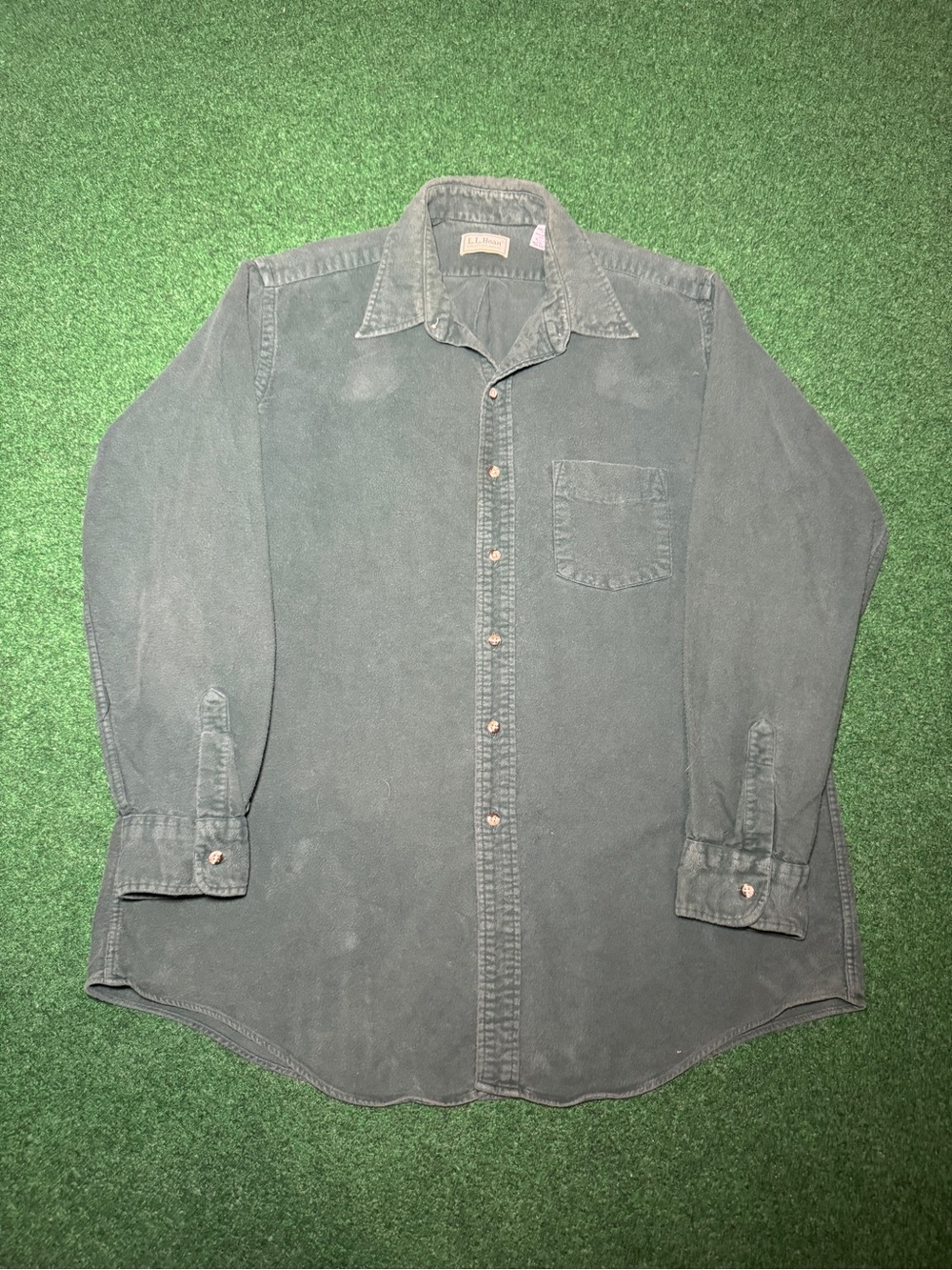 LL Bean Vintage Button Down Shirt XL Green Cotton Outdoor Retro 80s 90s Chamois